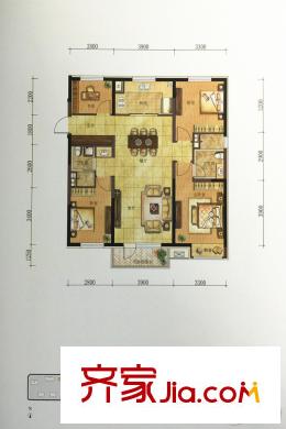萬(wàn)科城市之光8#、9#A戶型 4室1廳2衛(wèi)1廚