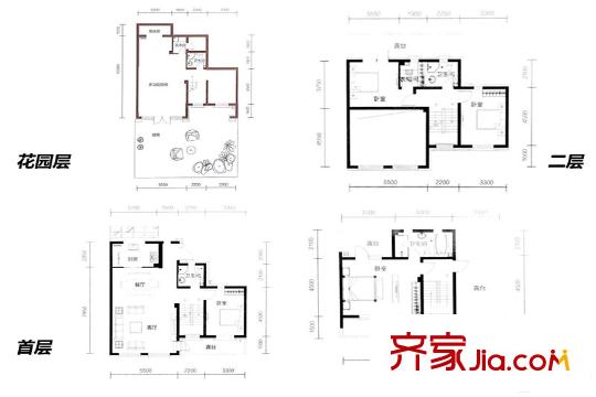 綠洲灣8號(hào)別墅K3戶型 4室3廳2衛(wèi)1廚