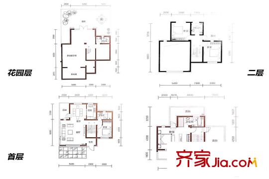 綠洲灣8號(hào)別墅K1戶型 4室3廳2衛(wèi)1廚