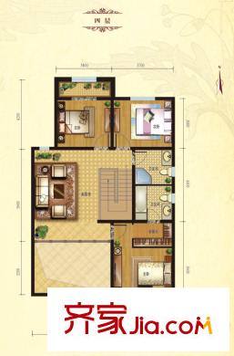 綠洲灣8號(hào)疊墅B戶型四層 3室1廳2衛(wèi)
