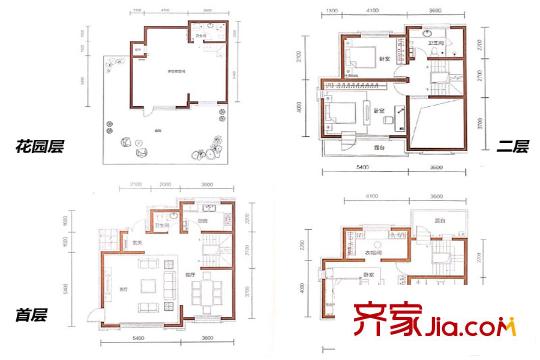 綠洲灣8號(hào)別墅M6戶型 4室3廳2衛(wèi)1廚