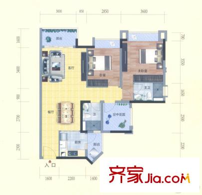 保利?中央公園6座03/04單位96平方米 2015-4-13 3室2廳2衛(wèi)1廚