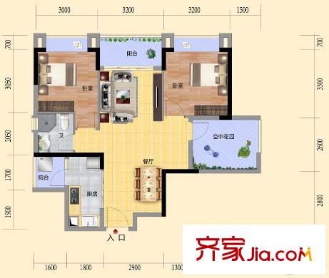 保利?中央公園1座04/2座04 3室2廳1衛(wèi)1廚