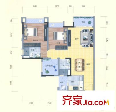 保利?中央公園6座02/05單位96平方米 2015-4-13 3室2廳2衛(wèi)1廚