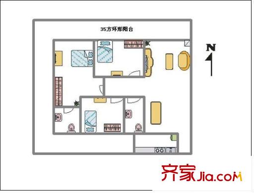 銨琦豪庭戶型圖3室1廳 戶型圖 3室1廳2衛(wèi)1廚