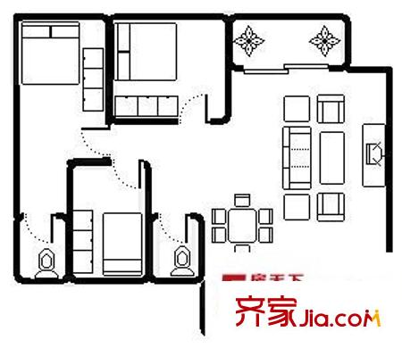 新基豪苑 3室 戶型圖