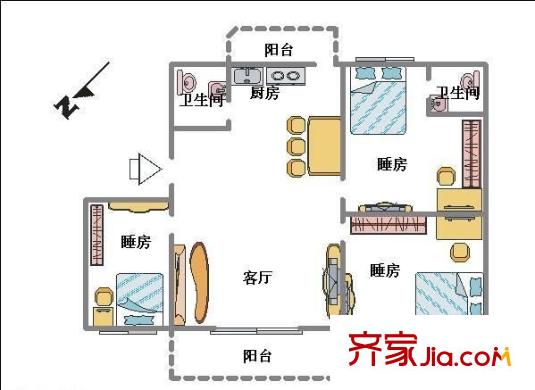 新基豪苑 3室 戶型圖