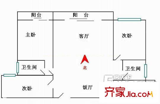 麗景園戶型圖3室2廳 3室2廳2衛(wèi)1廚