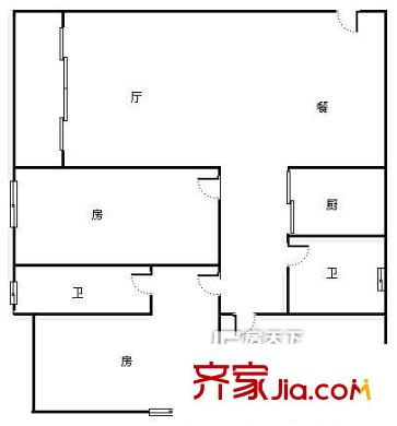 廣德業(yè)大廈戶型圖3室戶型圖 3室2廳2衛(wèi)1廚