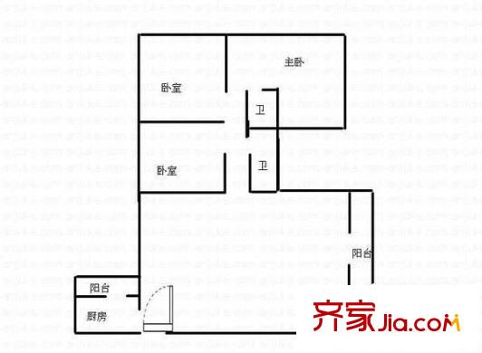 海名居戶型圖3室1廳戶型圖 3室1廳1衛(wèi)1廚