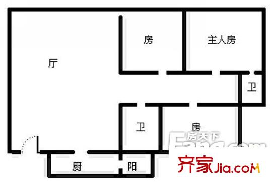 廣德業(yè)大廈戶型圖3室戶型圖 3室2廳2衛(wèi)1廚
