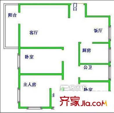 雍翠庭戶型圖3室2廳戶型圖 3室2廳1衛(wèi)1廚