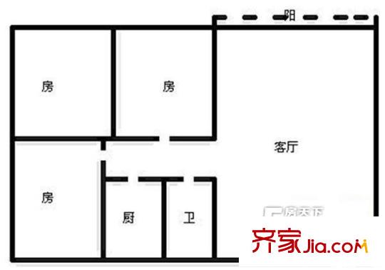 銀景苑戶(hù)型圖3室1廳戶(hù)型圖 3室1廳1衛(wèi)1廚