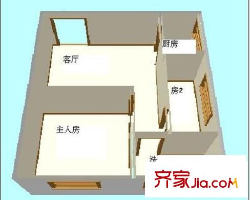 紫荊樓 2室1廳 戶型圖