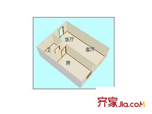 紫荊樓 1室1廳 戶型圖