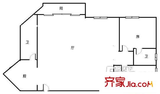 廣德業(yè)大廈戶型圖2室戶型圖 2室2廳1衛(wèi)1廚