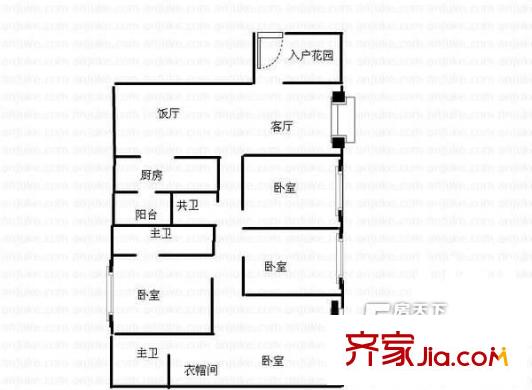 廣德業(yè)大廈戶型圖4室戶型圖 4室2廳2衛(wèi)1廚