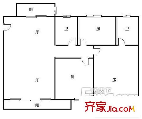 廣德業(yè)大廈戶型圖3室戶型圖 3室2廳1衛(wèi)1廚
