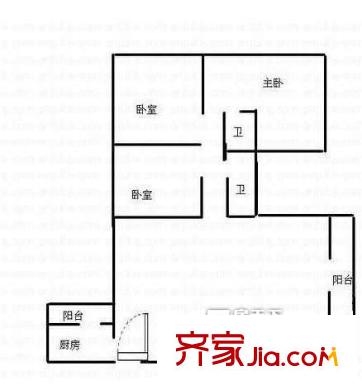 銀景苑戶(hù)型圖3室1廳戶(hù)型圖 3室1廳2衛(wèi)1廚