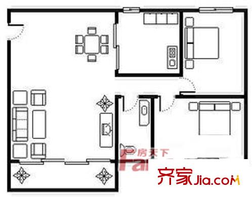 昌明樓戶型圖2室2廳 2室2廳1衛(wèi)1廚