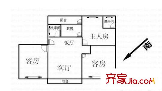 昌明樓戶型圖3室2廳 3室2廳2衛(wèi)1廚