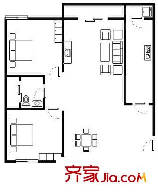樂(lè)泰居 2室2廳 戶型圖