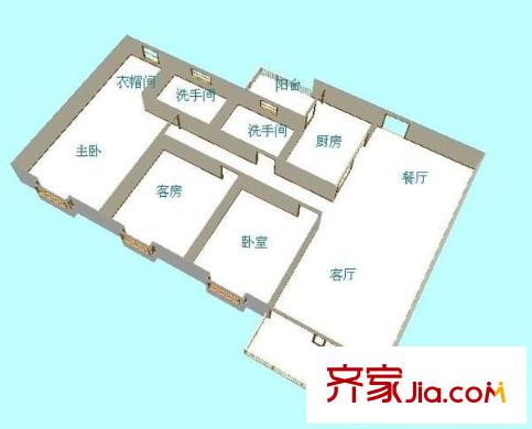 樂宜居戶型圖3室2廳 戶型圖 3室2廳2衛(wèi)1廚