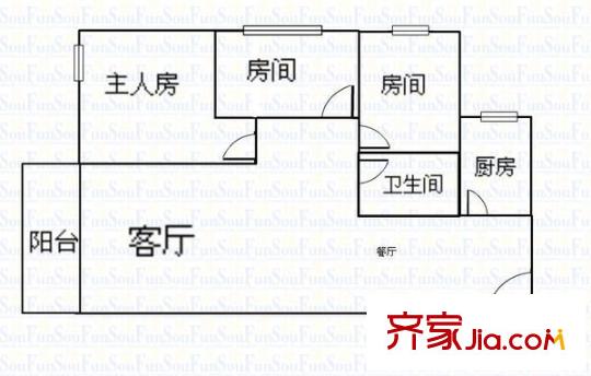 紫荊樓 3室2廳 戶型圖