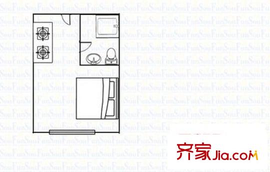 紫荊樓 1室0廳 戶型圖