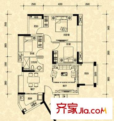 尚觀御園2座03、04單位 3室2廳2衛(wèi)1廚