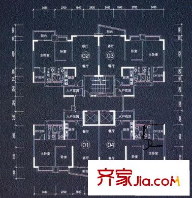 凱德瀚城30座01-04單位 2室2廳2衛(wèi)1廚