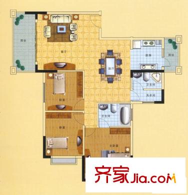 康格斯花園9座01單元 3室2廳2衛(wèi)1廚