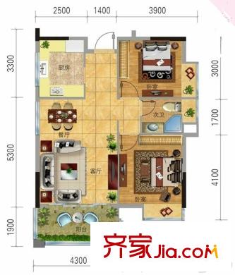 黃金花園黃金苑70平方米 2室2廳1衛(wèi)1廚