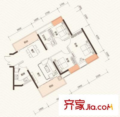 海逸錦繡譽(yù)峰3/4棟約85平方米 3室2廳1衛(wèi)1廚