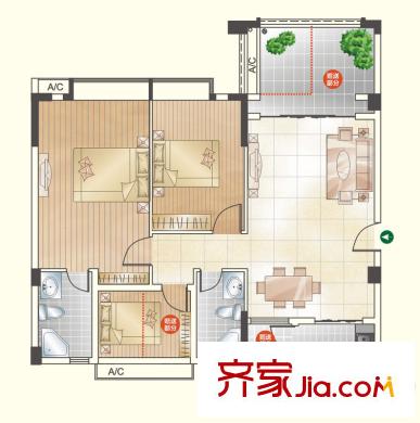 麗湖名軒23棟03單元 3室2廳2衛(wèi)1廚