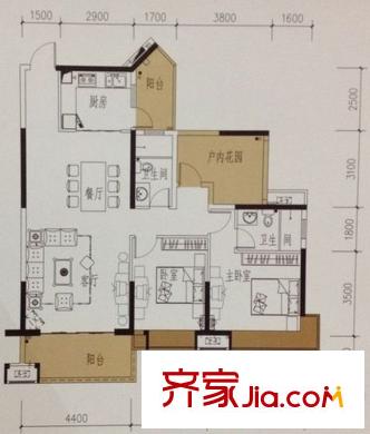 海逸錦繡譽(yù)峰5棟02/03戶型 3室2廳2衛(wèi)1廚
