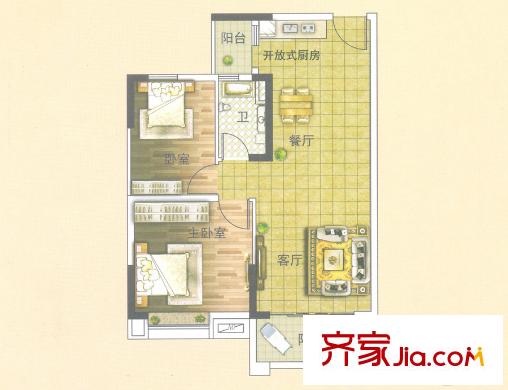 名匯?浩湖灣10座04/05單元 約70-71平方米 2室2廳1衛(wèi)1廚