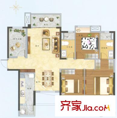 龍湖春江名城《花蘊(yùn)》4座04單元套內(nèi)99平方米 4室2廳2衛(wèi)1廚