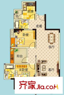 雍雅家園2座01單位 3室2廳2衛(wèi)1廚
