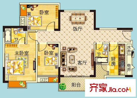 雍雅家園2座02單位 3室2廳2衛(wèi)1廚
