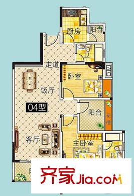 雍雅家園3座04單元 3室2廳2衛(wèi)1廚