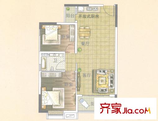 名匯?浩湖灣11座01單元 約70-71平方米 2室2廳1衛(wèi)1廚