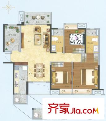 龍湖春江名城《花溪》3座04/4座03單元套內(nèi)99平方米 4室2廳2衛(wèi)1廚