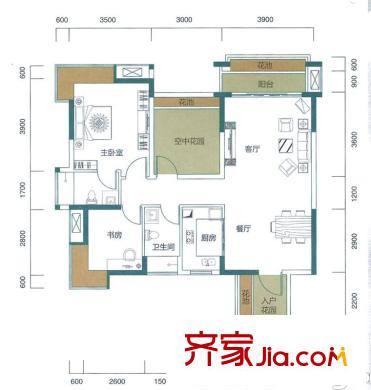 凱旋名門花園01/02單位92.37平方米 3室2廳2衛(wèi)1廚