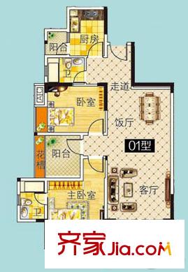 雍雅家園3座01單元 3室2廳2衛(wèi)1廚