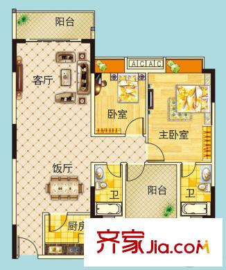 雍雅家園2座04單位 3室2廳2衛(wèi)1廚