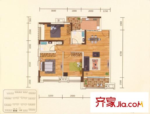 招商?依云華府36/37座02/03單元 約90平方米 3室2廳2衛(wèi)1廚