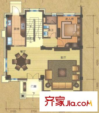 容桂碧桂園G119a別墅1層 1室2廳1衛(wèi)1廚