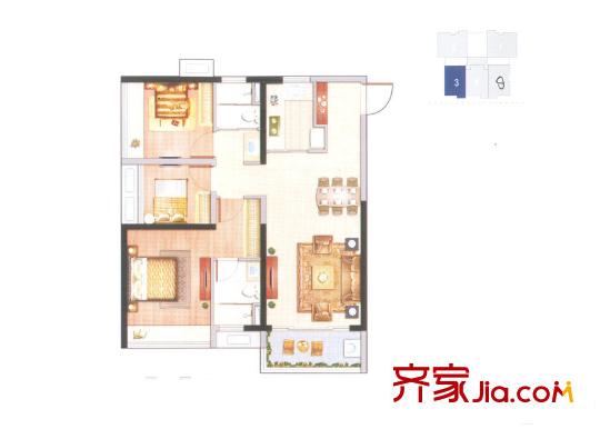 萬(wàn)科水晶城26座03/05單元 約90平方米 3室2廳2衛(wèi)1廚