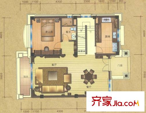 容桂碧桂園G120b別墅1層 1室2廳1衛(wèi)1廚